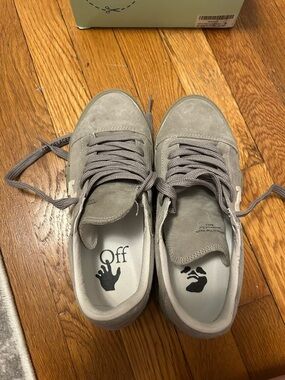 Off-White Men's Suede Low-Top Sneakers in Light Gray